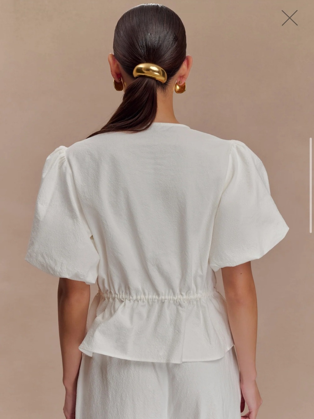 MESHKI emilie puff sleeve white top - Picture 3 of 7